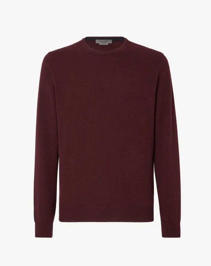 Corneliani Knitwear Wool And Cashmere Crew Neck In Burgundy 8211 Men