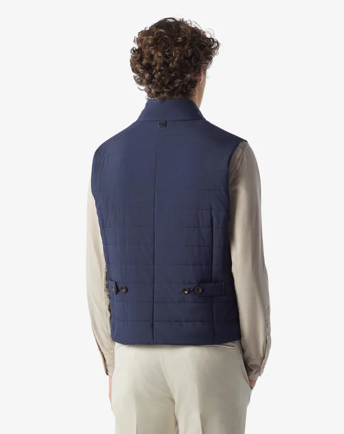 Corneliani Outerwear And Coats Blue Tecno Poplin Waistcoat 8211 Men