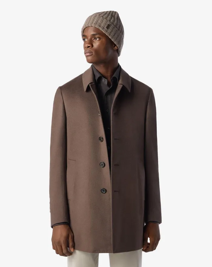 Corneliani Outerwear And Coats Brown Pure Wool Beaver Coat For Men 8211 Men