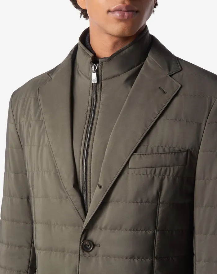Corneliani Outerwear And Coats Green Tecno Poplin Quilted Jacket 8211 Detachable Vest 8211 Men