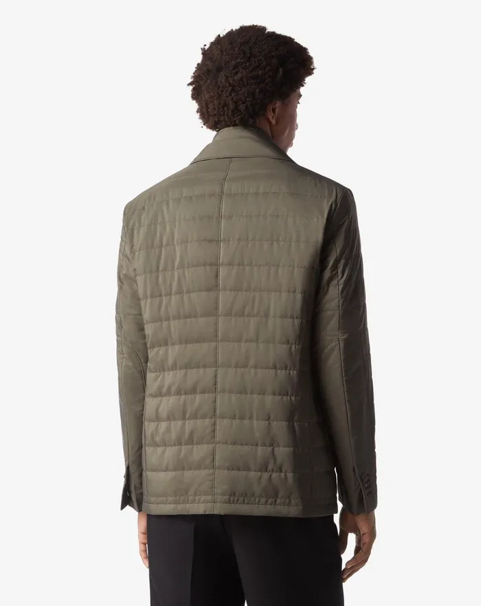 Corneliani Outerwear And Coats Green Tecno Poplin Quilted Jacket 8211 Detachable Vest 8211 Men