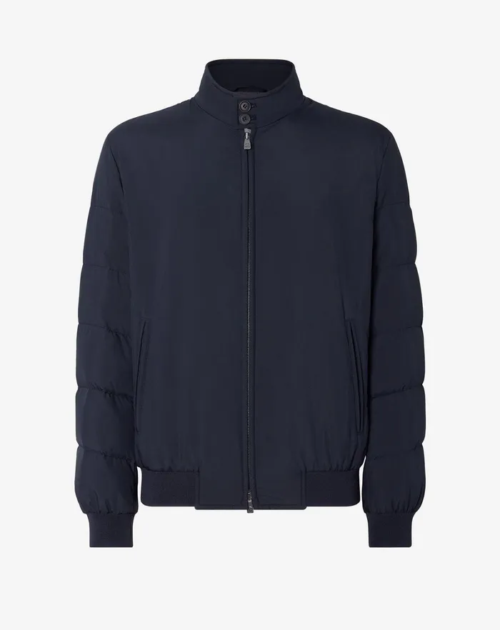 Corneliani Outerwear And Coats Navy Blue Real Down Padded Bomber Jacket For Men 8211 Men