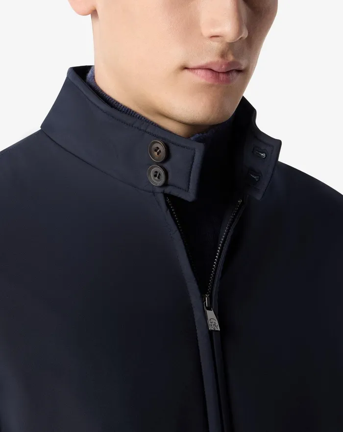 Corneliani Outerwear And Coats Navy Blue Real Down Padded Bomber Jacket For Men 8211 Men