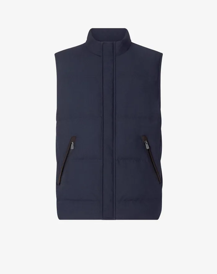 Corneliani Outerwear And Coats Navy Blue Technical Poplin Vest For Men 8211 Men