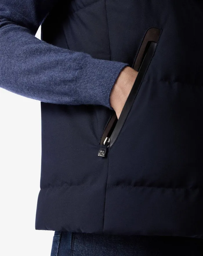 Corneliani Outerwear And Coats Navy Blue Technical Poplin Vest For Men 8211 Men
