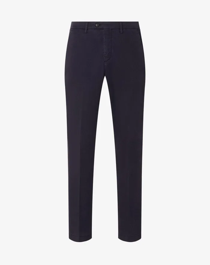 Corneliani Pants Navy Blue Stretch Gabardine And Silk Trousers For Men 8211 Men