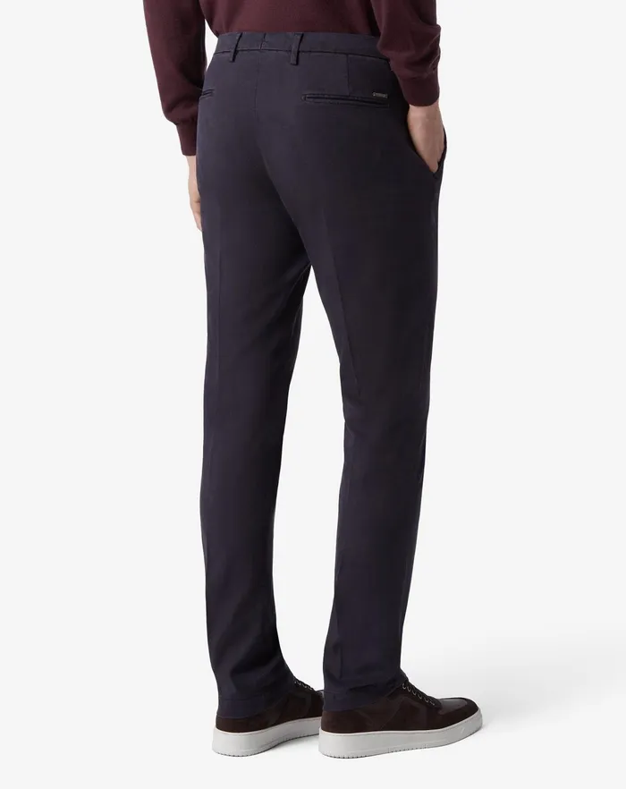 Corneliani Pants Navy Blue Stretch Gabardine And Silk Trousers For Men 8211 Men