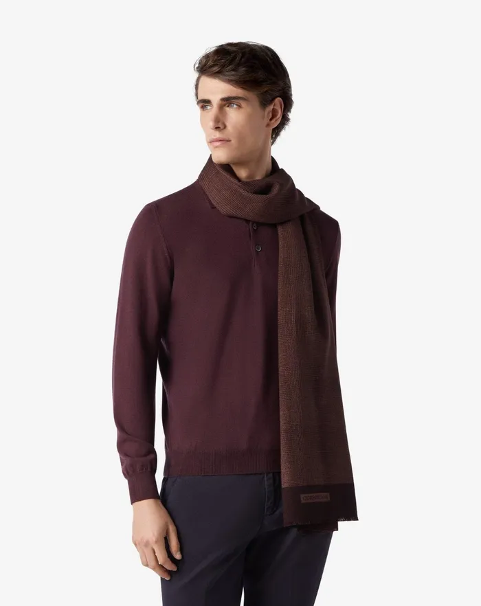 Corneliani Scarves And Hats Burgundy Printed Wool Scarf For Men 8211 Men