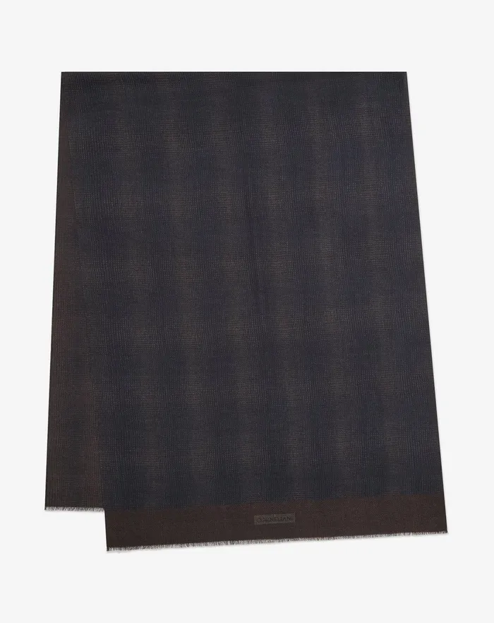 Corneliani Scarves And Hats Navybrown Printed Wool Scarf For Men 8211 Men