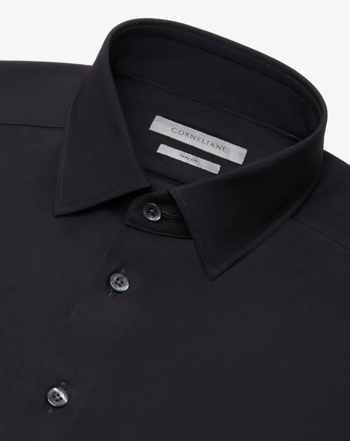 Corneliani Shirts Black Bielastic Technical Fabric Shirt For Men 8211 Men