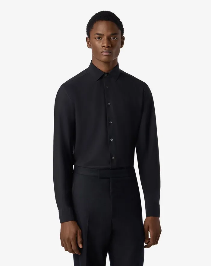 Corneliani Shirts Black Bielastic Technical Fabric Shirt For Men 8211 Men