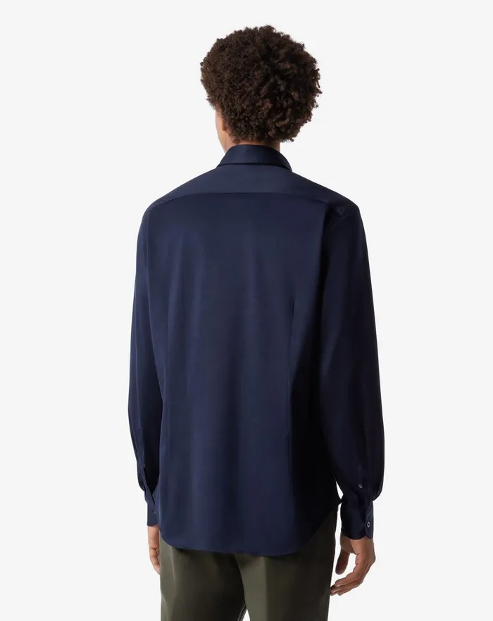 Corneliani Shirts Blue Jersey Cotton Shirt 8211 Men