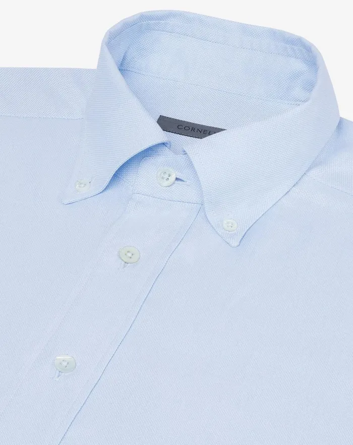 Corneliani Shirts Light Blue Royal Oxford Cotton Shirt For Men 8211 Men