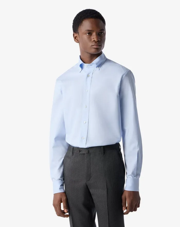 Corneliani Shirts Light Blue Royal Oxford Cotton Shirt For Men 8211 Men