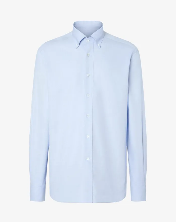 Corneliani Shirts Light Blue Royal Oxford Cotton Shirt For Men 8211 Men