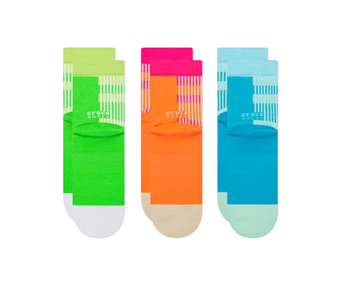 CrocsSocks Split Stripe Ankle Limeade Multi MenWomen Crocs Socks