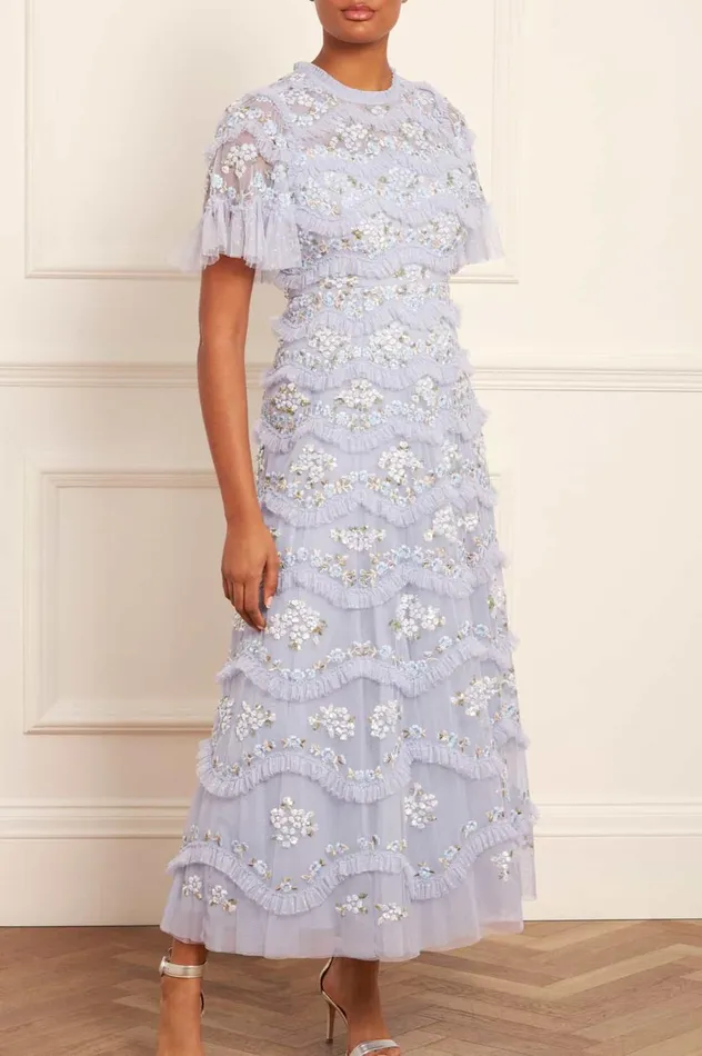 Daisy Wave Ankle Gown Blue Women Needle and Thread Dresses