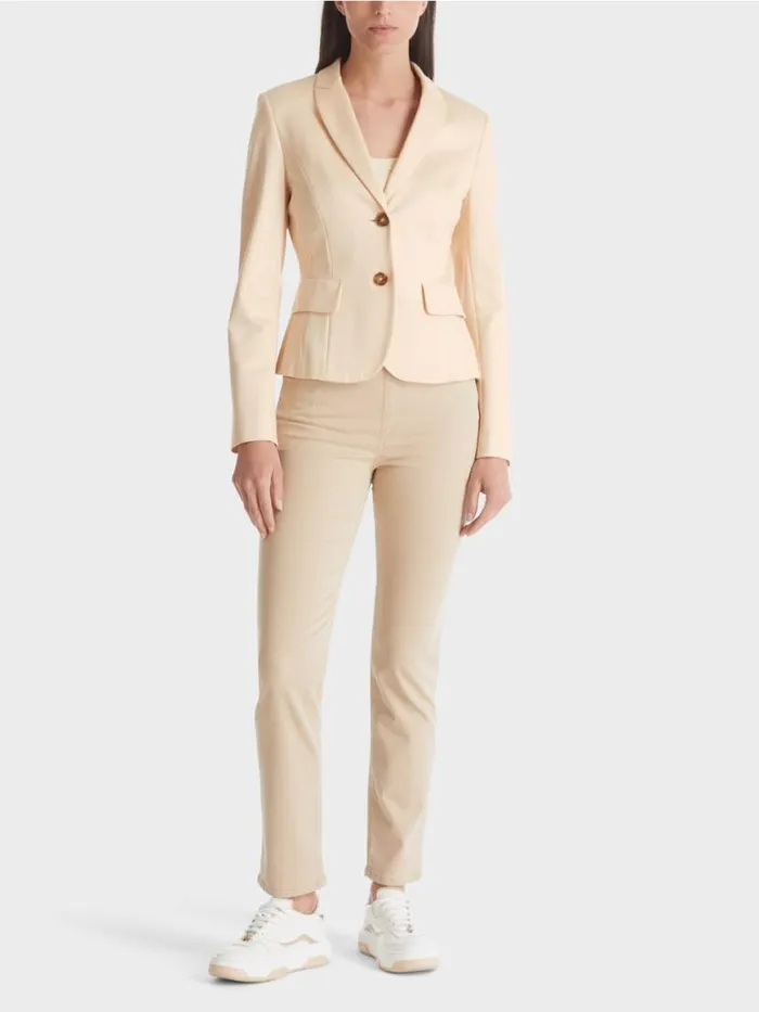 Damen Marc Cain Blazer Taillierter Blazer Mit Schmalem Revers Dark Cream