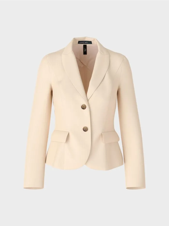 Damen Marc Cain Blazer Taillierter Blazer Mit Schmalem Revers Dark Cream