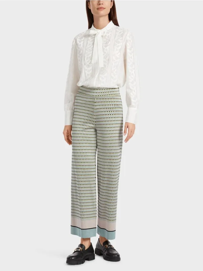 Damen Marc Cain Hosen Pants Knitted In Germany Dark Sky Blue