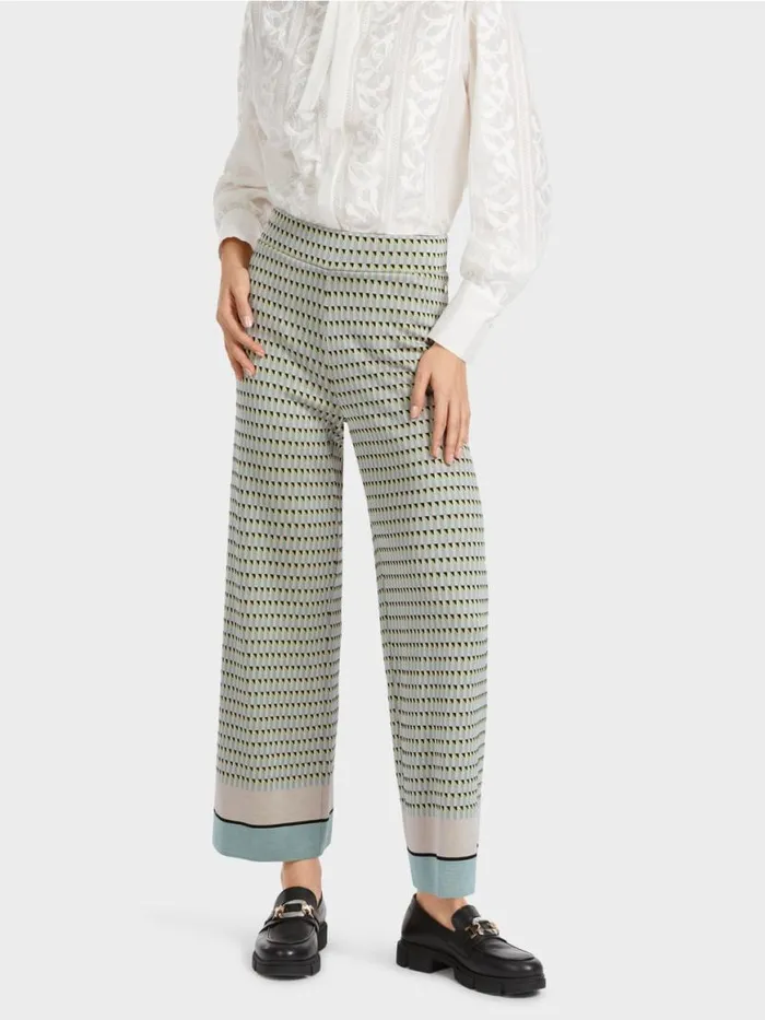 Damen Marc Cain Hosen Pants Knitted In Germany Dark Sky Blue