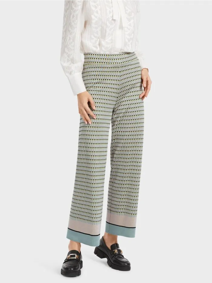 Damen Marc Cain Hosen Pants Knitted In Germany Dark Sky Blue