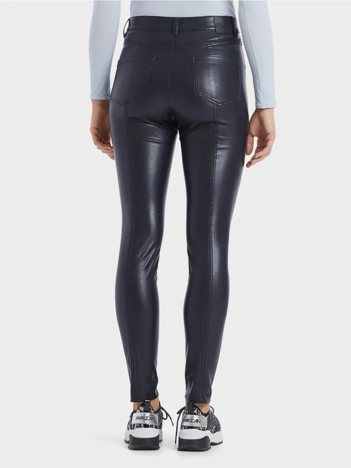 Damen Marc Cain Jeans Rhrenhose Aus Kunstleder Midnight Blue