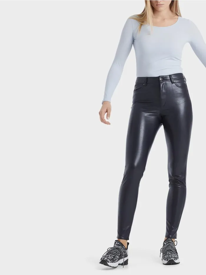 Damen Marc Cain Jeans Rhrenhose Aus Kunstleder Midnight Blue