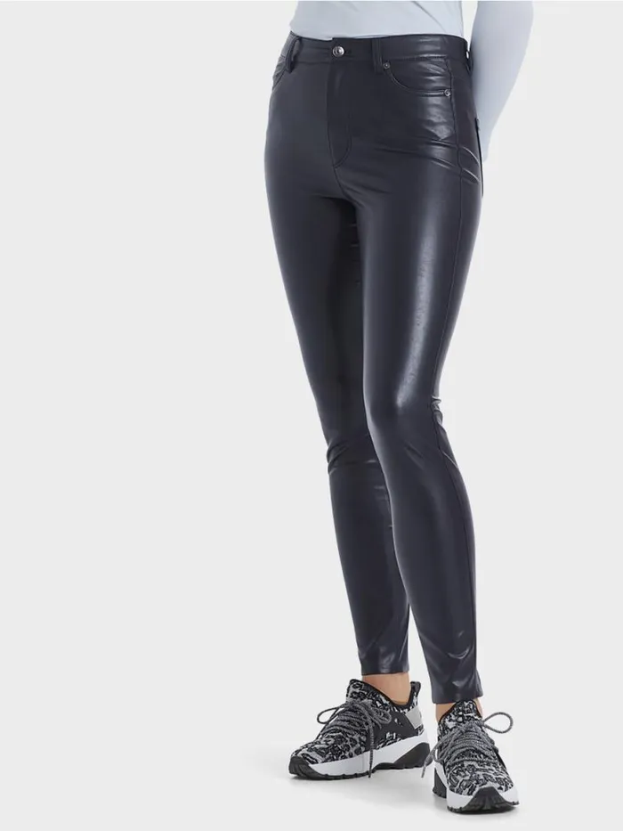 Damen Marc Cain Jeans Rhrenhose Aus Kunstleder Midnight Blue