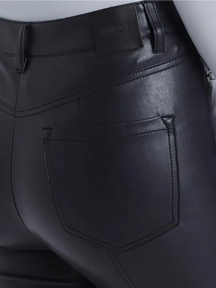 Damen Marc Cain Jeans Rhrenhose Aus Kunstleder Midnight Blue