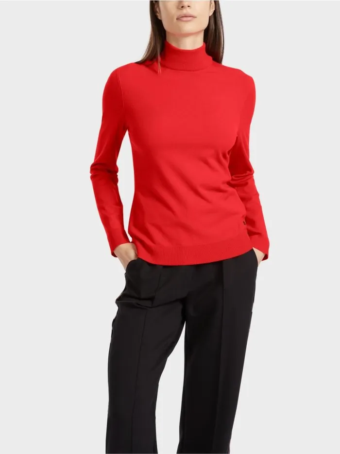 Damen Marc Cain Pullover and Sweatshirts FeinstrickPullover 034Rethink Together034 Campari