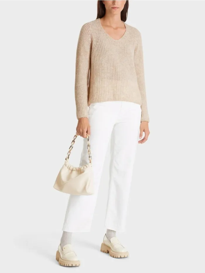 Damen Marc Cain Pullover and Sweatshirts VPullover 100 Made In Germany Almond Milk