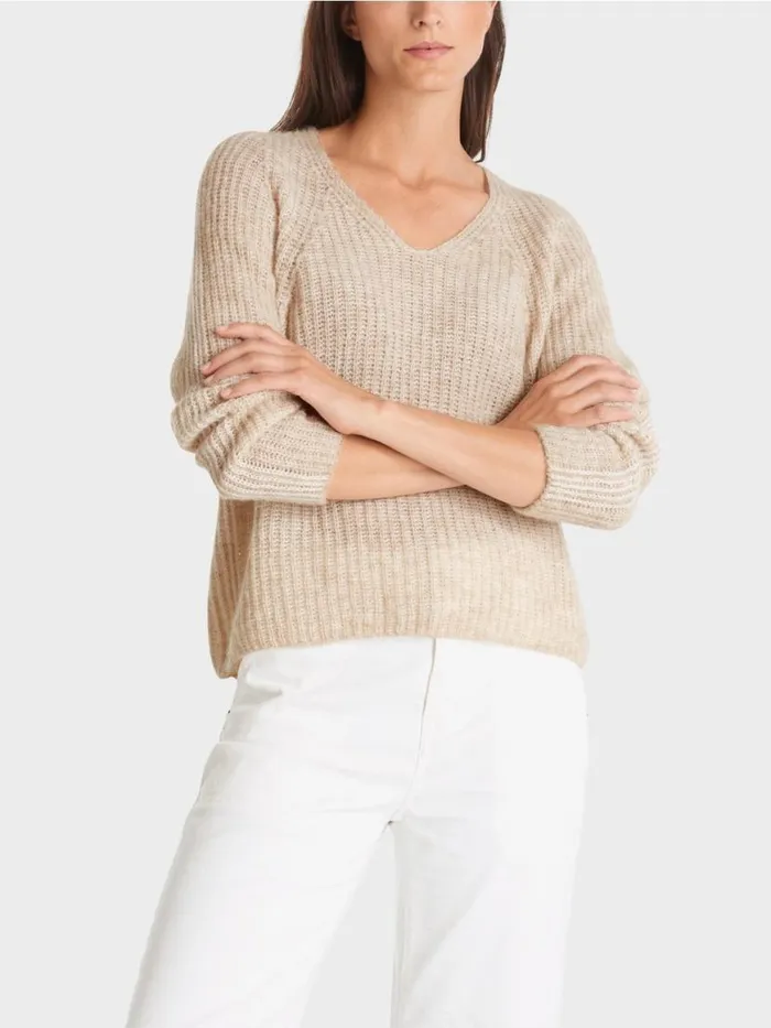 Damen Marc Cain Pullover and Sweatshirts VPullover 100 Made In Germany Almond Milk