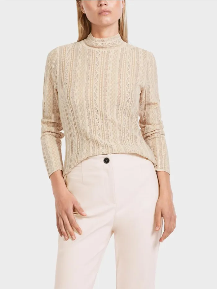 Damen Marc Cain Strick Krpernaher Sweater Knitted In Germany Soft Blossom