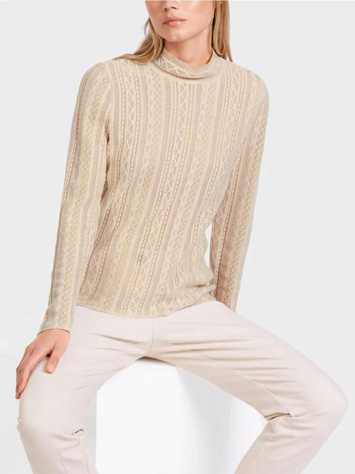 Damen Marc Cain Strick Krpernaher Sweater Knitted In Germany Soft Blossom
