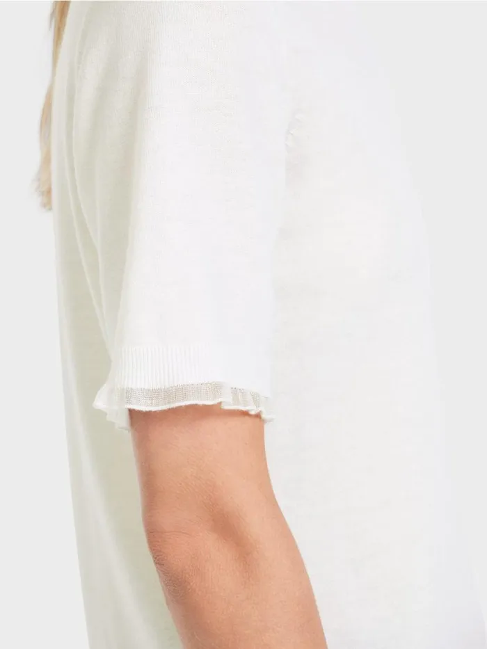 Damen Marc Cain Strick Sweater Mit Glitzer 034Rethink Together034 Offwhite