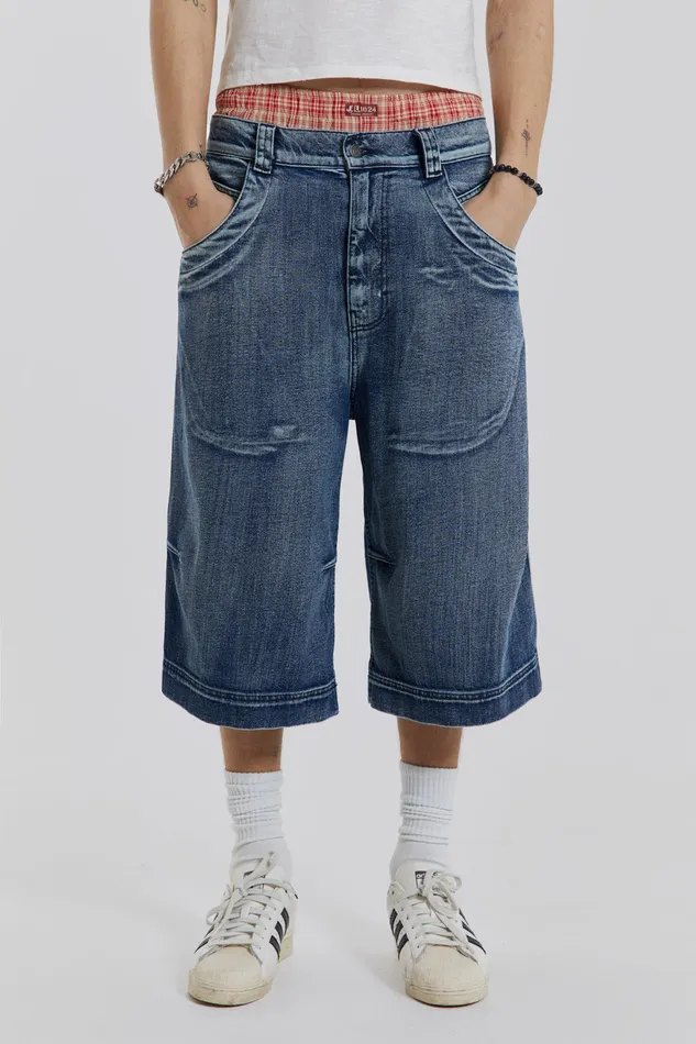 Denim Men Jaded London Shop Axle Acid Wash Denim Jorts