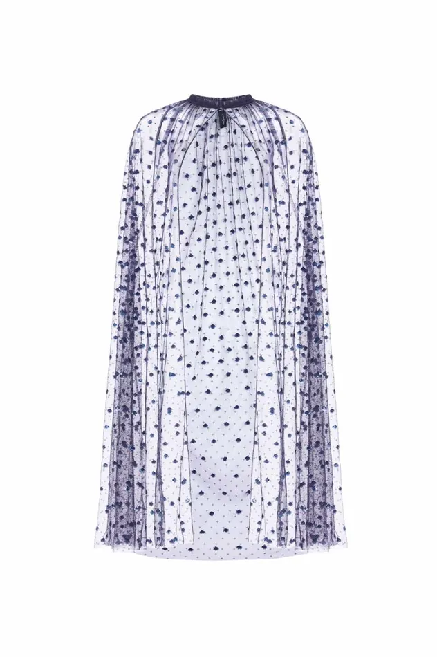 Dot Shimmer Open Midaxi Cape Blue Women Needle and Thread Capes