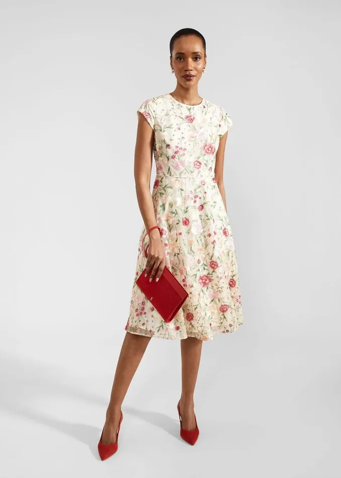 Dresses and Jumpsuits Women HOBBS Tia Embroidered Dress Cream Multi