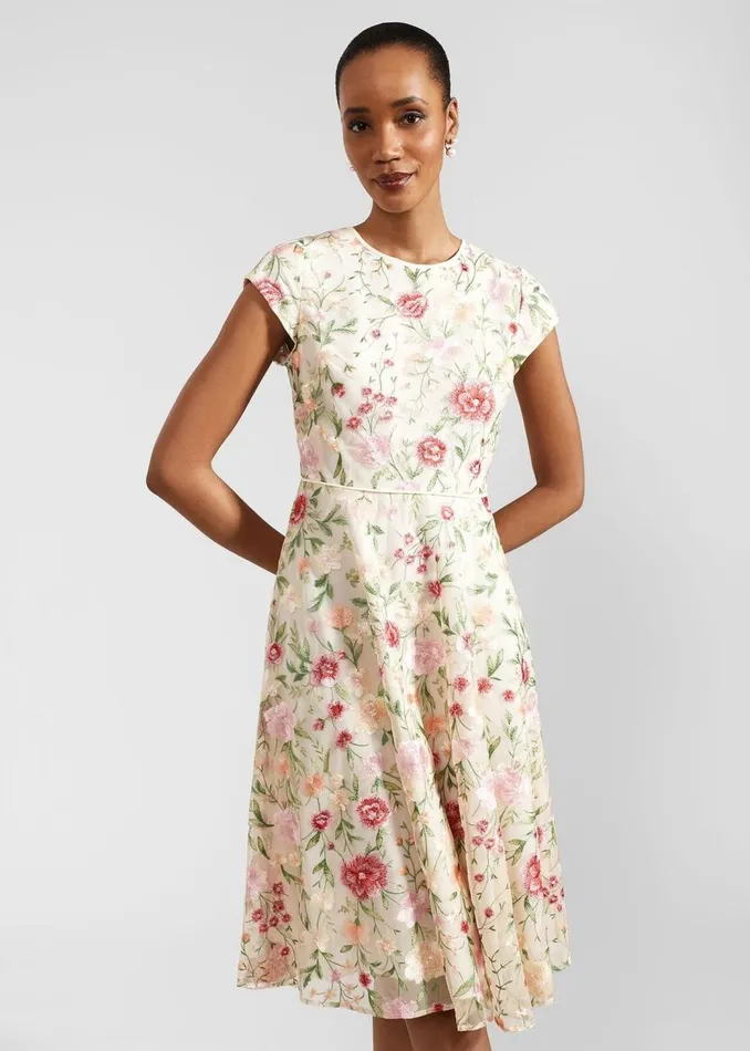 Dresses and Jumpsuits Women HOBBS Tia Embroidered Dress Cream Multi