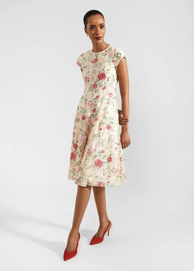 Dresses and Jumpsuits Women HOBBS Tia Embroidered Dress Cream Multi