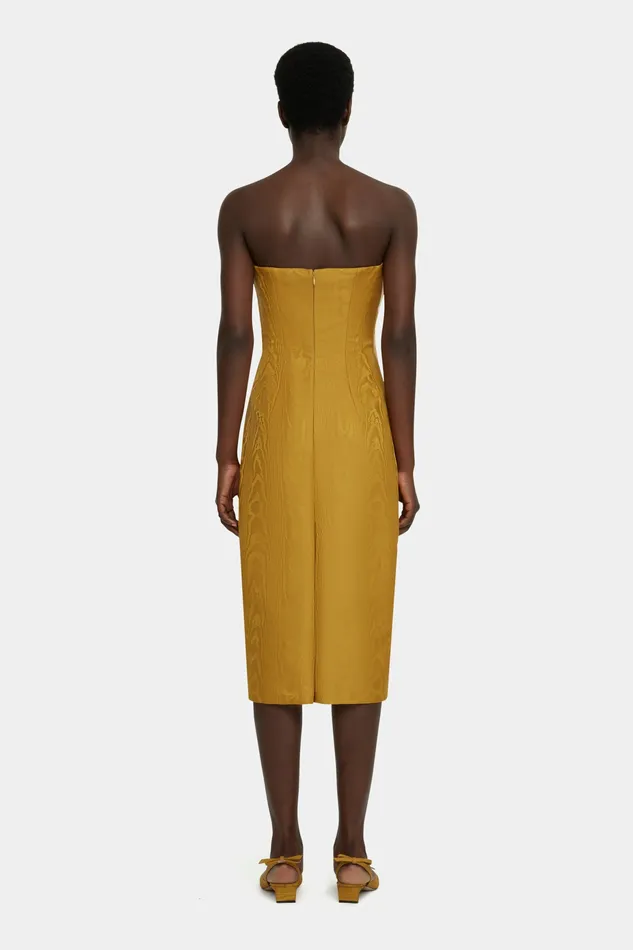 Dresses Aracely Strapless Dress in Ochre Moire Mikado Emilia Wickstead Women Dresses Aracely Strapless Dress in Ochre Moire Mikado Emilia Wickstead Women