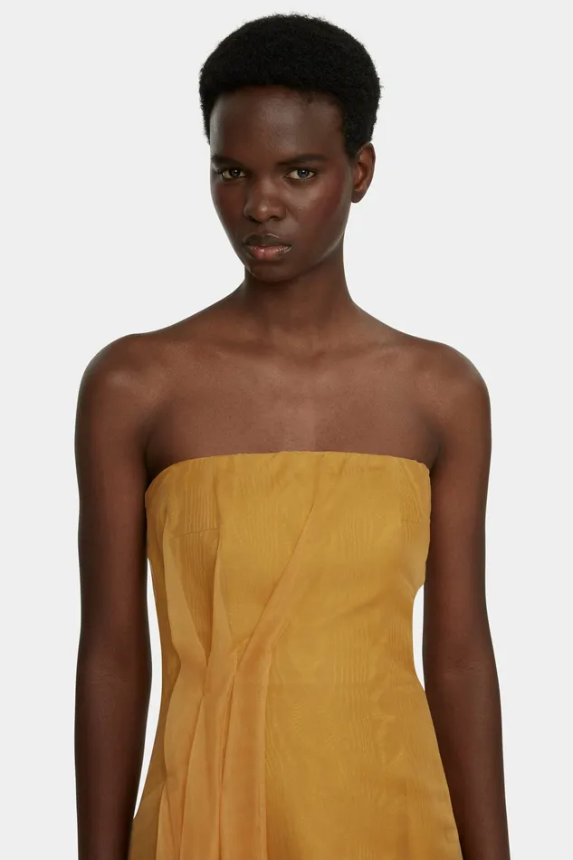 Dresses Aracely Strapless Dress in Ochre Moire Mikado Emilia Wickstead Women Dresses Aracely Strapless Dress in Ochre Moire Mikado Emilia Wickstead Women