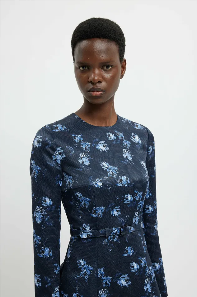 Dresses Emilia Wickstead Women Capucine Dress In Ditsy Rose On Navy Taffeta Faille