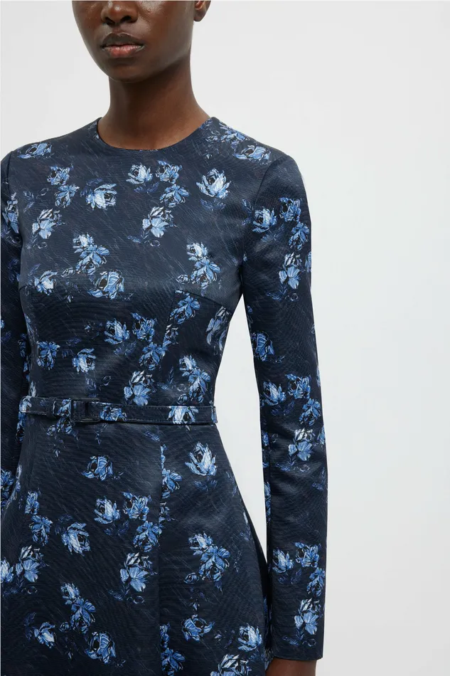 Dresses Emilia Wickstead Women Capucine Dress In Ditsy Rose On Navy Taffeta Faille