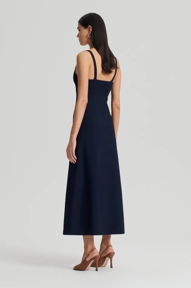 Dresses Scanlan Theodore Women CREPE KNIT SQUARE NECK DRESS NAVY