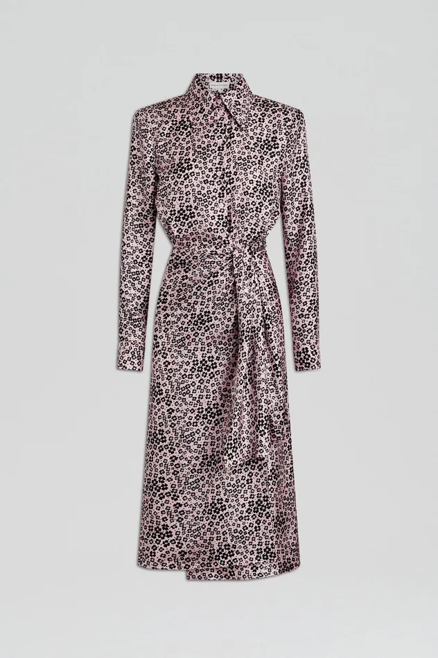 Dresses SILK FLORAL WRAP DRESS PINKBLACK Scanlan Theodore Women Dresses SILK FLORAL WRAP DRESS PINKBLACK Scanlan Theodore Women