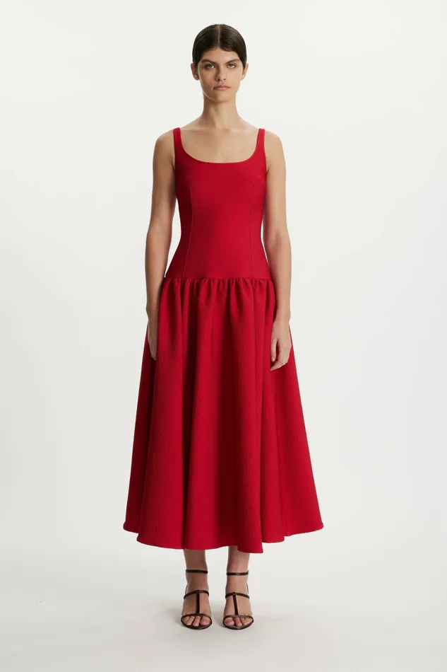 Dresses Women Galen Dress In Bright Red Cloque Emilia Wickstead