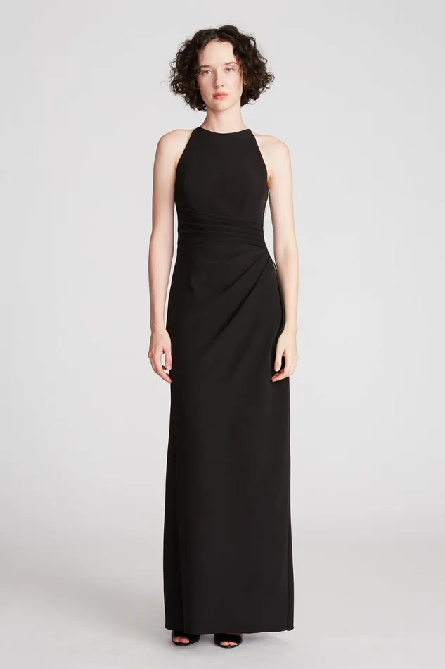 Dresses Women Halston Annika Gown In Stretch Crepe Black