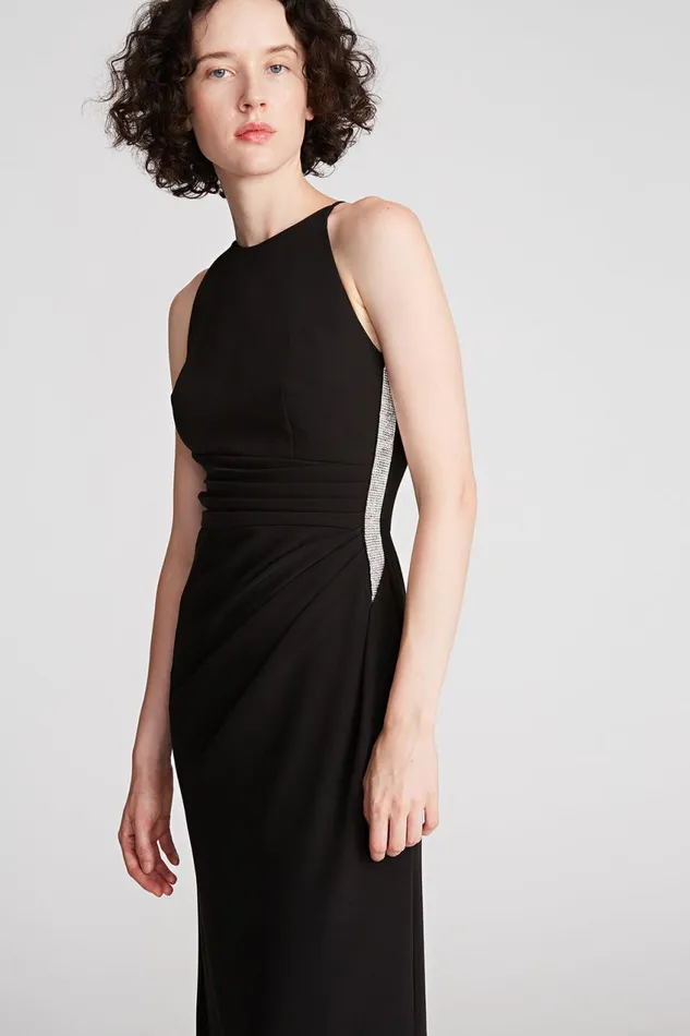Dresses Women Halston Annika Gown In Stretch Crepe Black Dresses Women Halston Annika Gown In Stretch Crepe Black